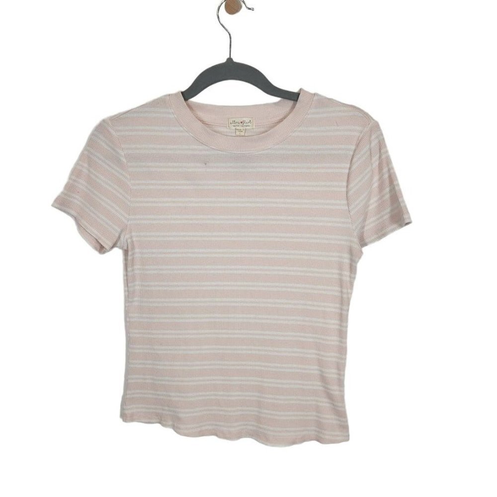 Ultra Flirt Striped Crop‎ Top in Pink Stripe Size Large